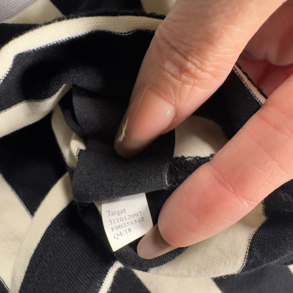 Who What Wear Womens L Black White Stripe Bell Sleeve Cotton Top Shirt - Picture 6 of 6